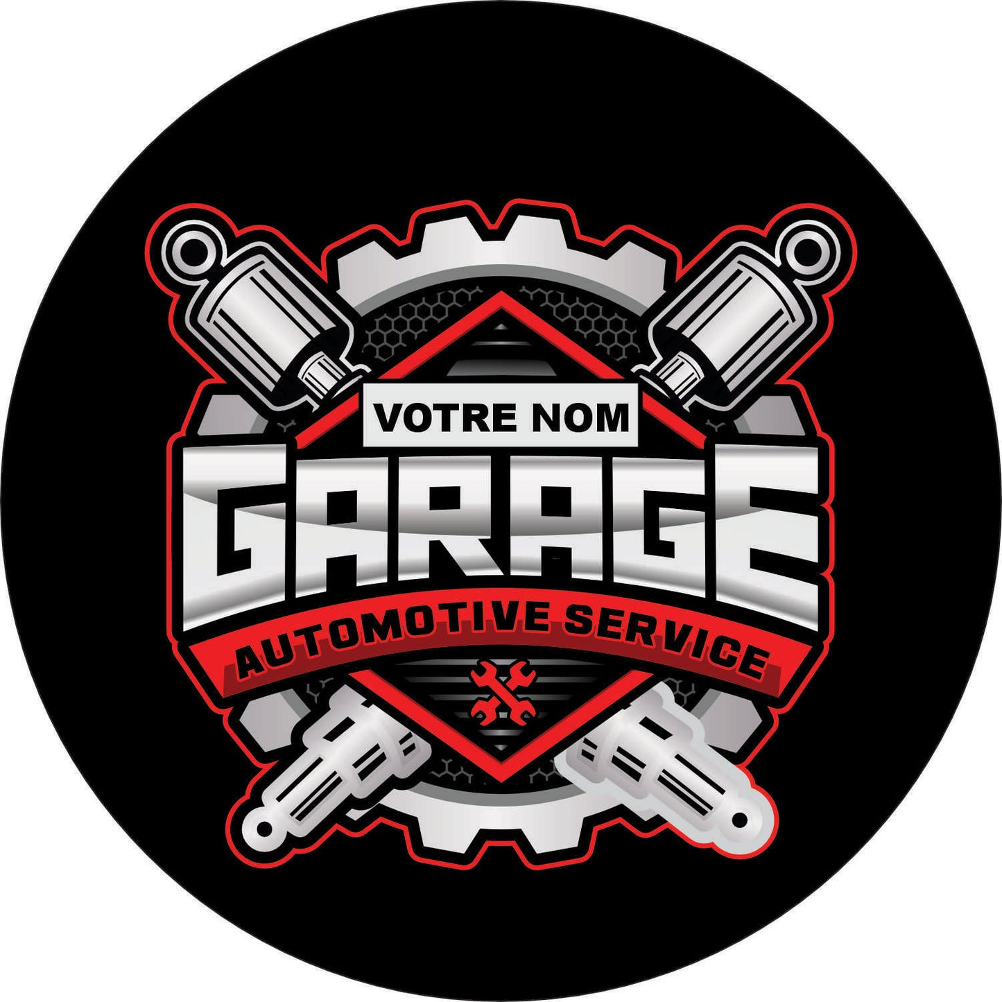 188-Enseigne lumineuse simple face - Custom Garage your name