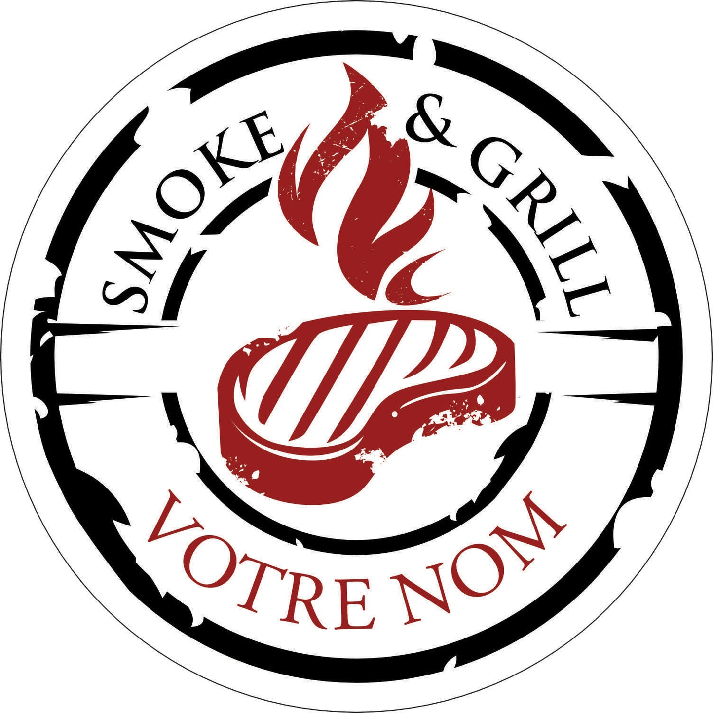 195-Enseigne lumineuse simple face - BBQ votre nom personnalisé