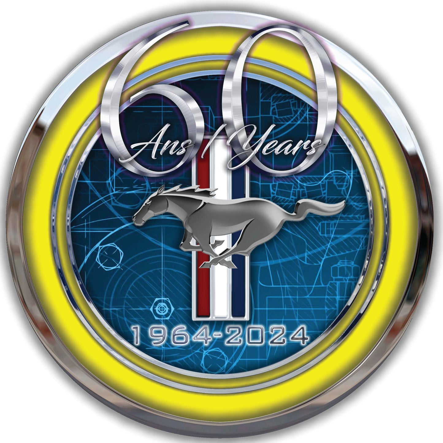205 Horloge néon – Mustang Édition Spécial 60 ans