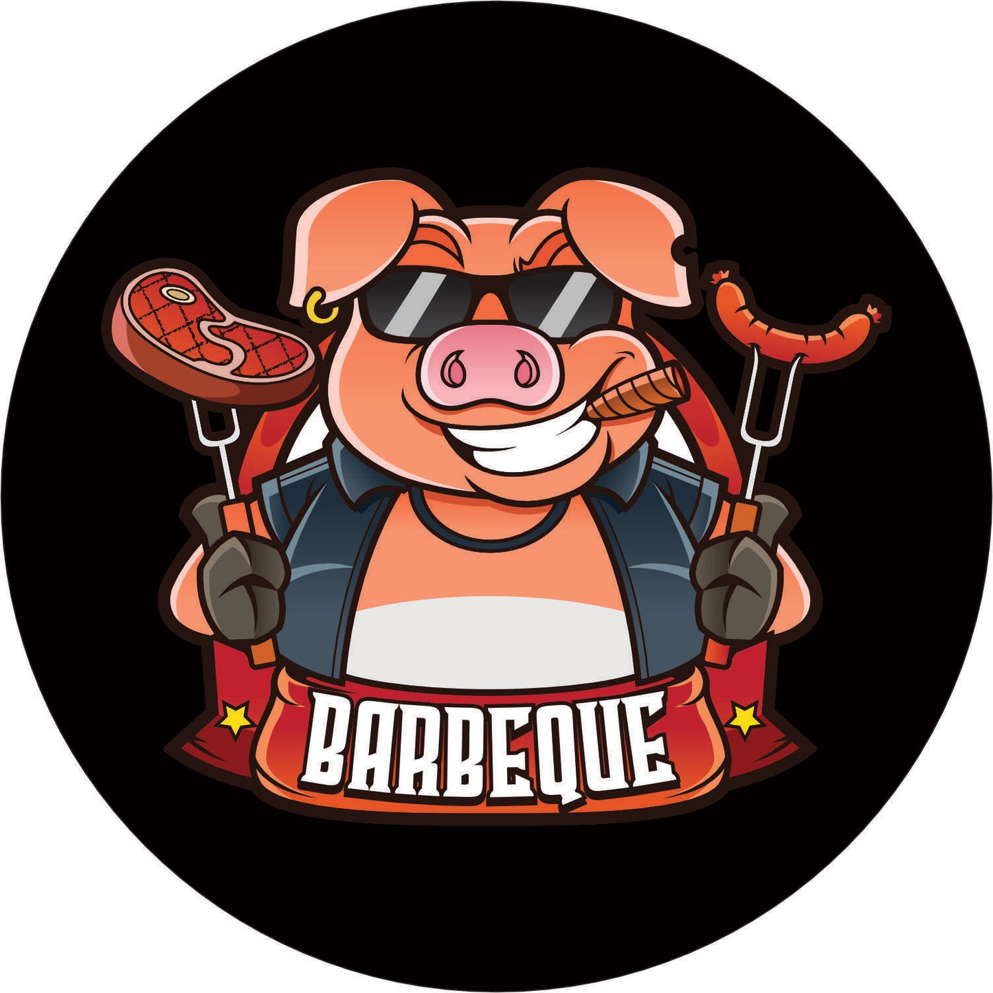 046-Wall clock with neon - BBQ Barbeque