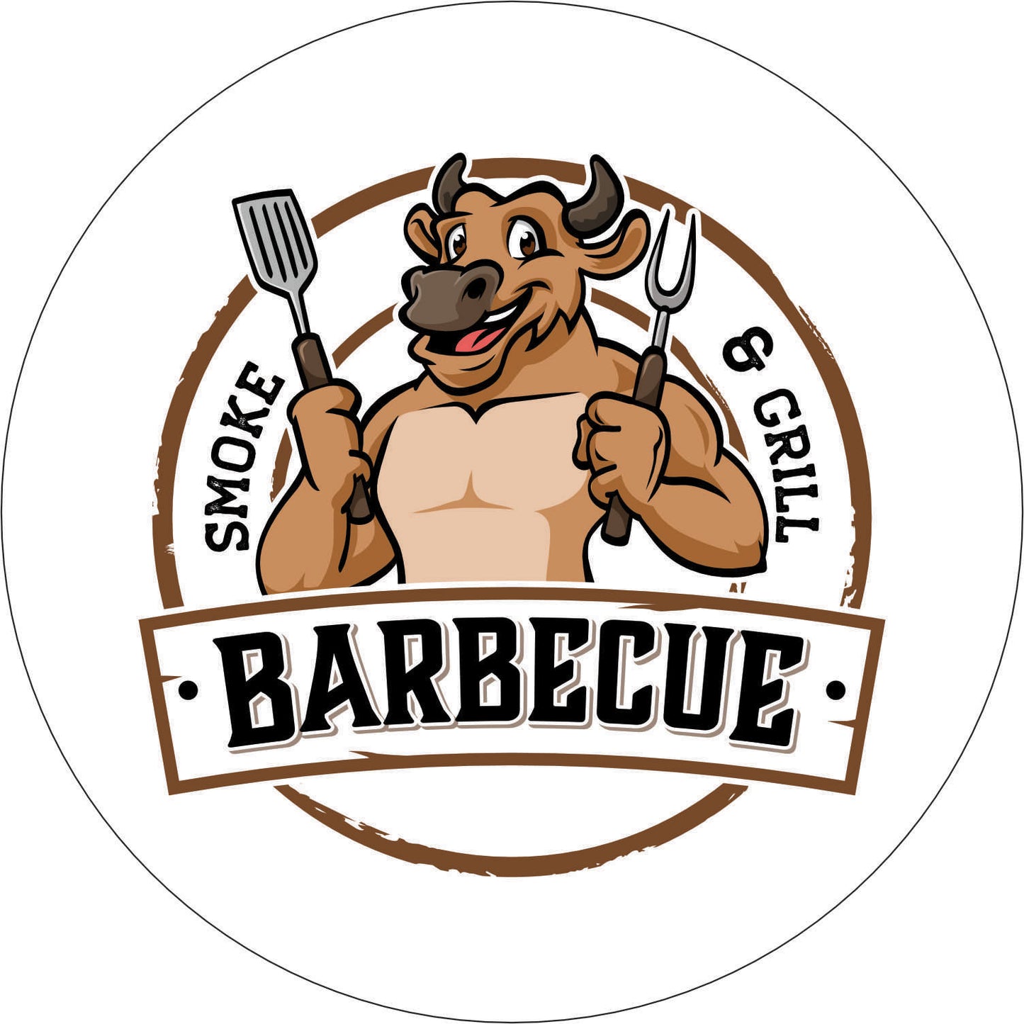 051-Wall clock with neon - BBQ Smoke & Grill Barbecue