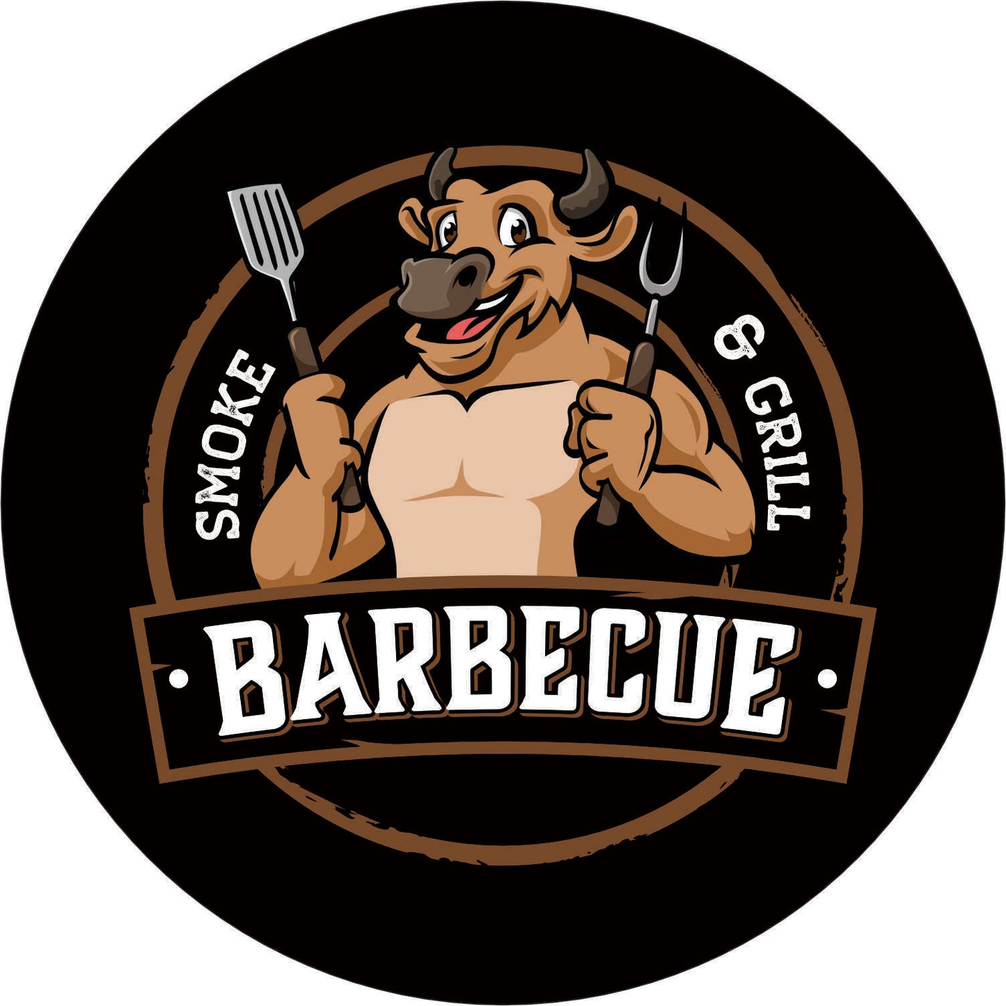 052-Wall clock with neon - BBQ Smoke & Grill Barbecue