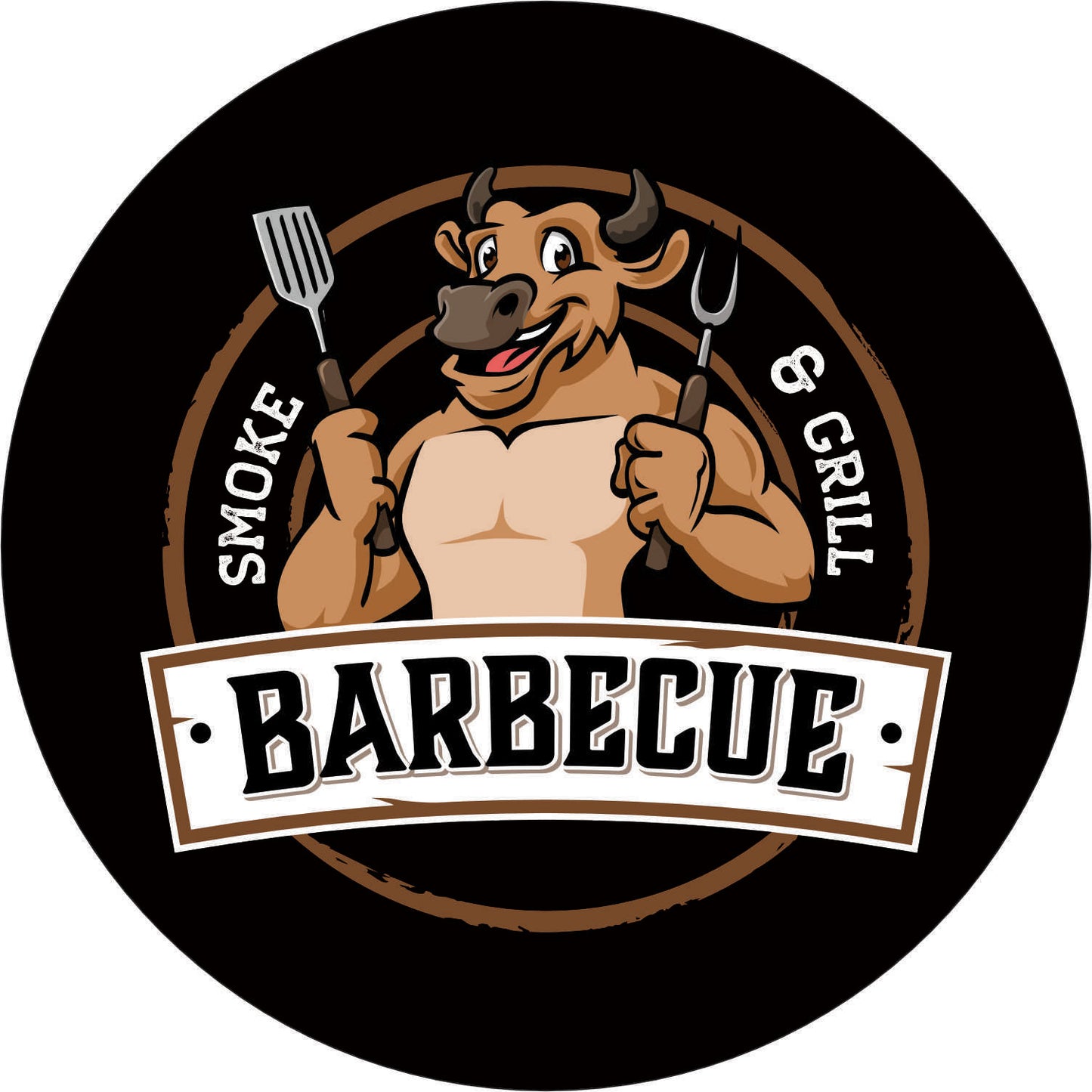 053-Wall clock with neon - BBQ Smoke & Grill Barbecue