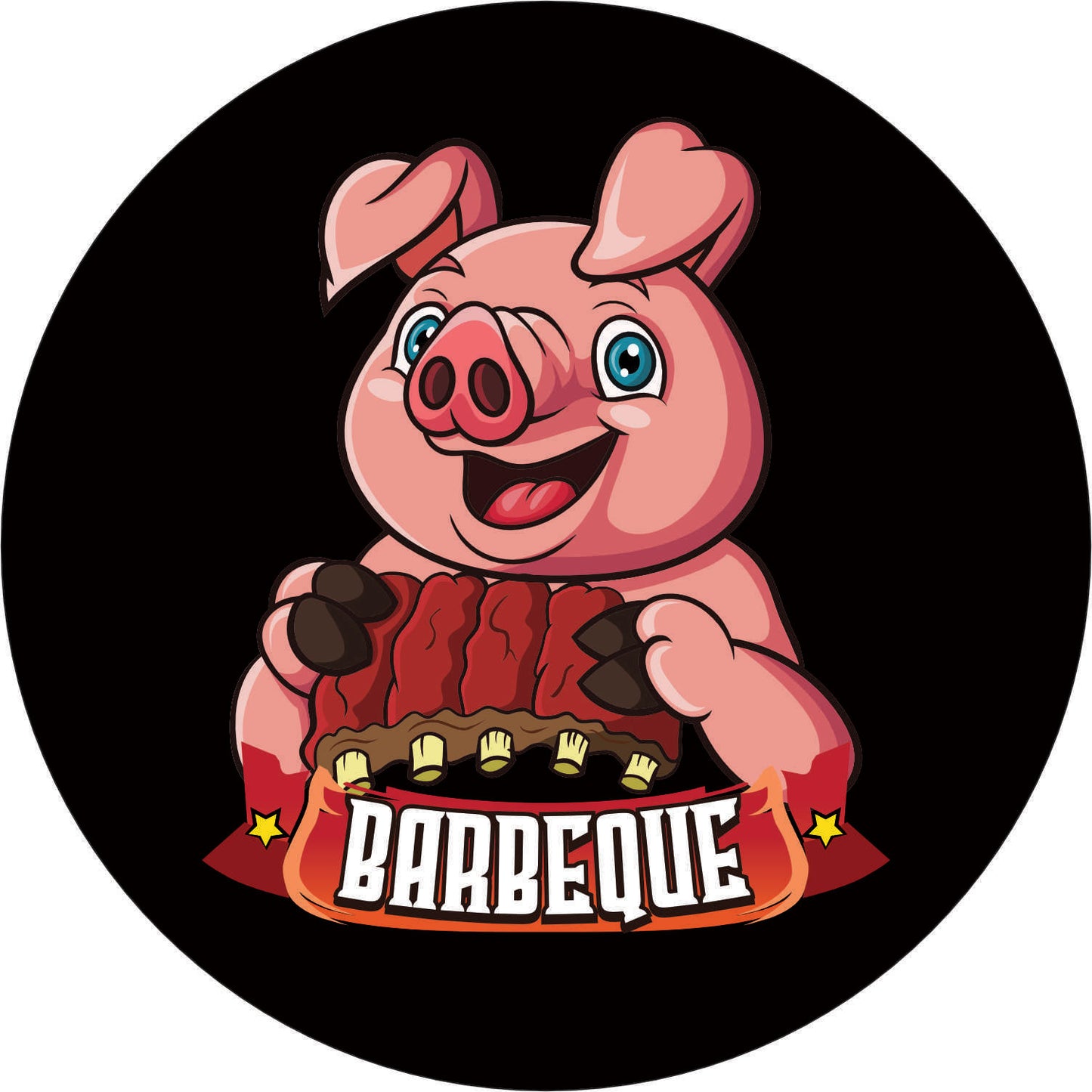 054-Wall clock with neon - BBQ Barbeque