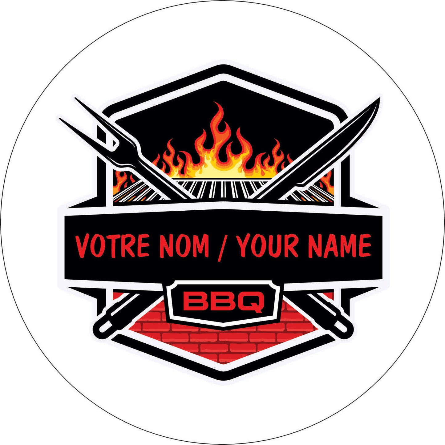 089-Horloge néon - BBQ votre nom personnalisé