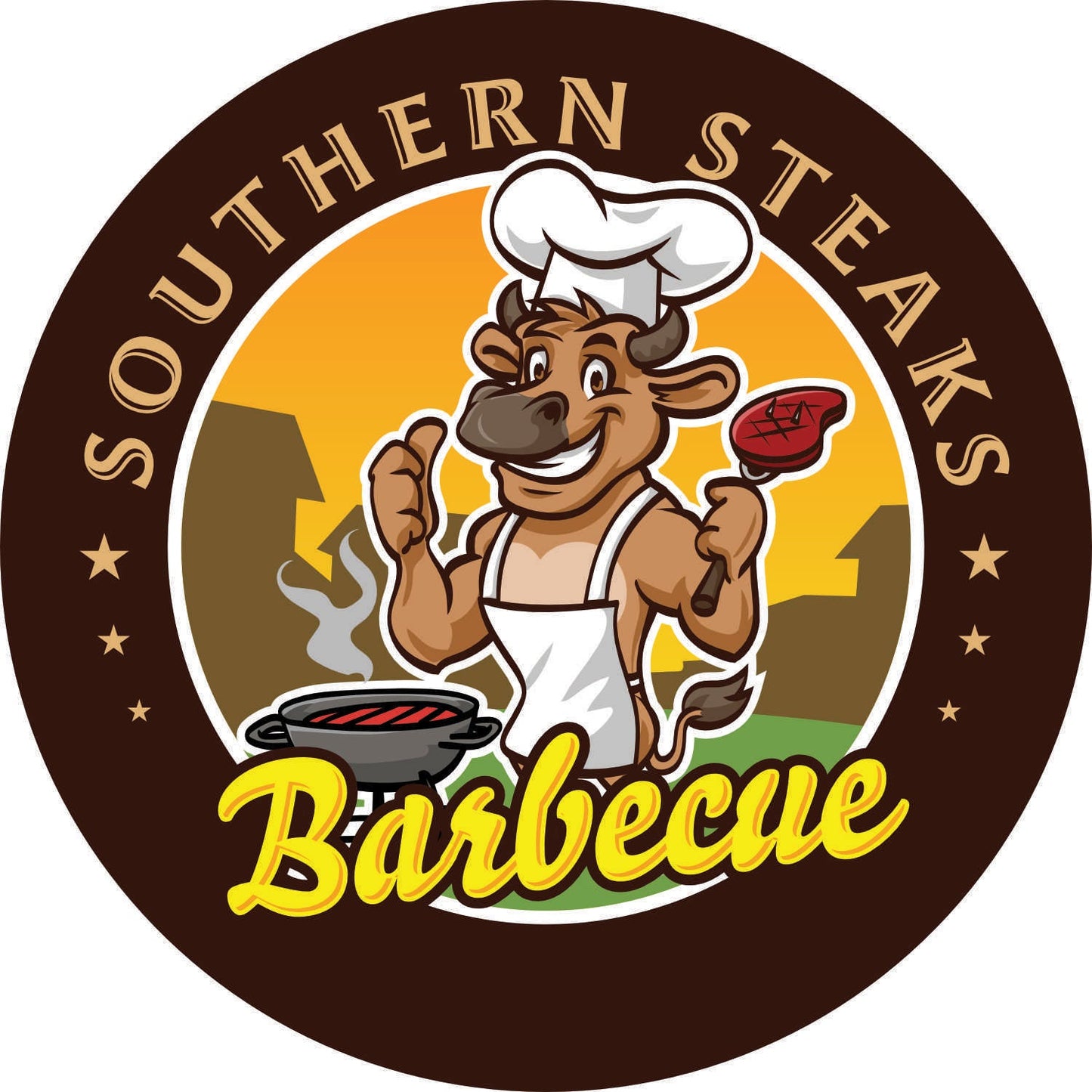 104-Enseigne lumineuse simple face - BBQ Southern Steaks Barbecue